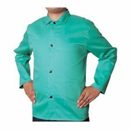 WELDAS Alliance COOL FR Cotton Jacket, Color: Green, Size: Medium w/30in. sleeves, Style: Four snap front 33-6630M